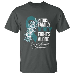 Sexual Assault Awareness T Shirt In This Family Nobody Fights Alone TS14 Dark Heather Print Your Wear