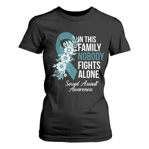 Sexual Assault Awareness T Shirt For Women In This Family Nobody Fights Alone TS14 Black Print Your Wear