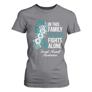 Sexual Assault Awareness T Shirt For Women In This Family Nobody Fights Alone TS14 Charcoal Print Your Wear