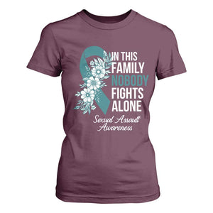 Sexual Assault Awareness T Shirt For Women In This Family Nobody Fights Alone TS14 Maroon Print Your Wear