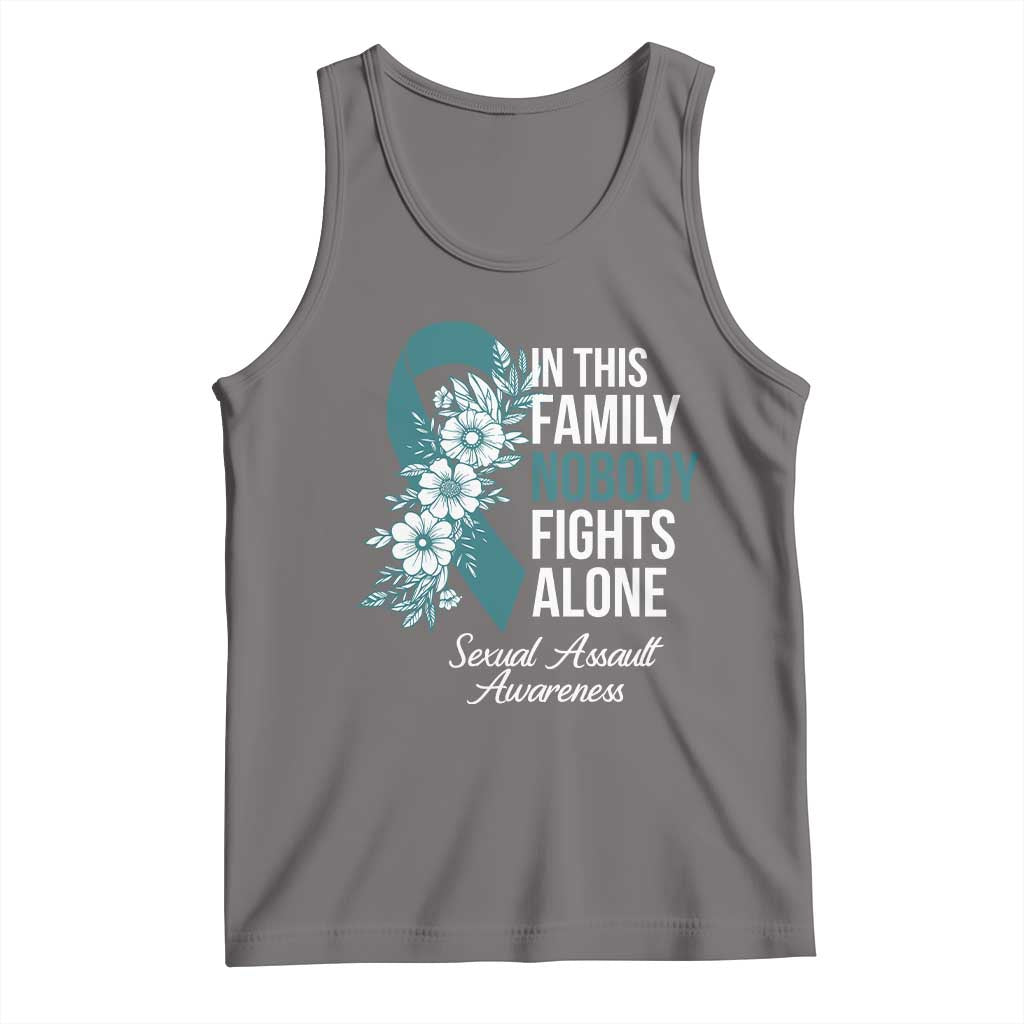 Sexual Assault Awareness Tank Top In This Family Nobody Fights Alone TS14 Deep Heather Print Your Wear