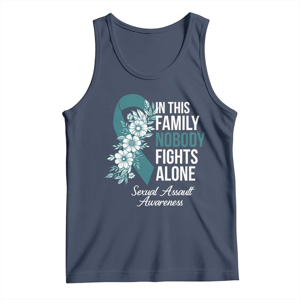 Sexual Assault Awareness Tank Top In This Family Nobody Fights Alone TS14 Navy Print Your Wear