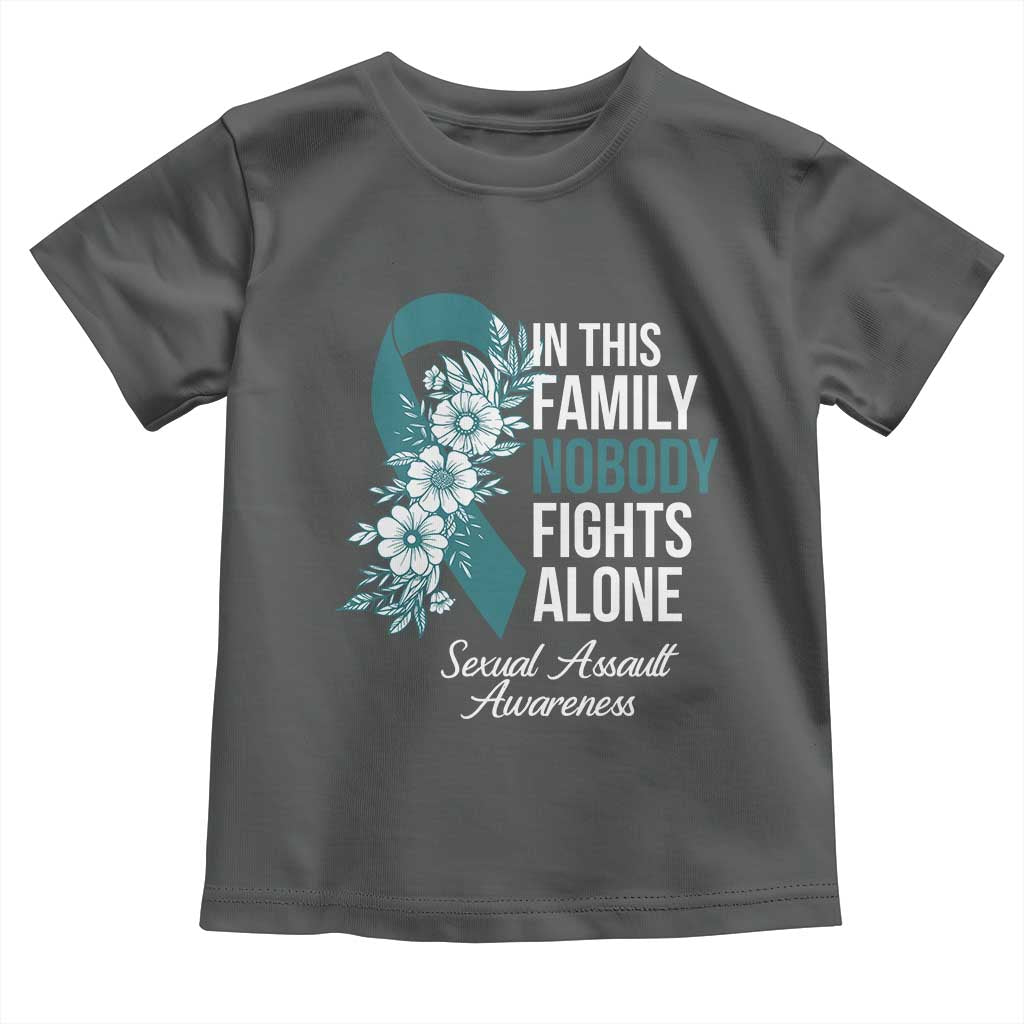 Sexual Assault Awareness Toddler T Shirt In This Family Nobody Fights Alone TS14 Dark Heather Print Your Wear