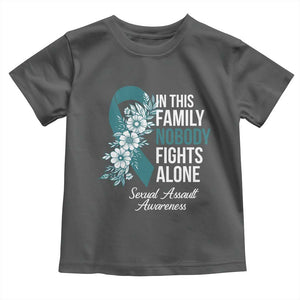 Sexual Assault Awareness Toddler T Shirt In This Family Nobody Fights Alone TS14 Dark Heather Print Your Wear