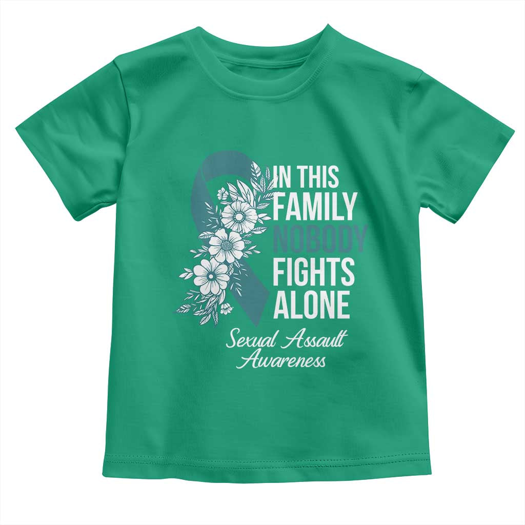 Sexual Assault Awareness Toddler T Shirt In This Family Nobody Fights Alone TS14 Irish Green Print Your Wear