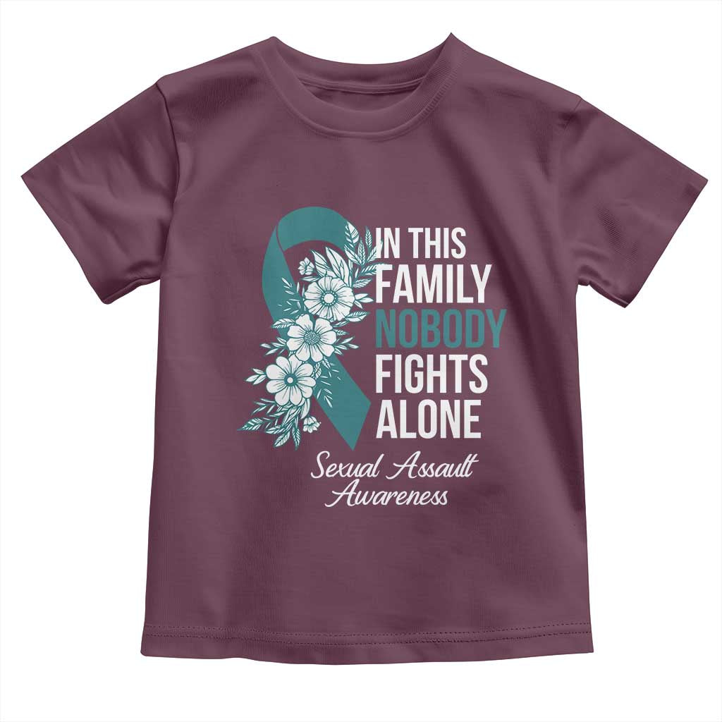Sexual Assault Awareness Toddler T Shirt In This Family Nobody Fights Alone TS14 Maroon Print Your Wear