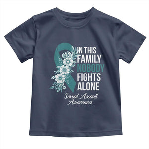 Sexual Assault Awareness Toddler T Shirt In This Family Nobody Fights Alone TS14 Navy Print Your Wear