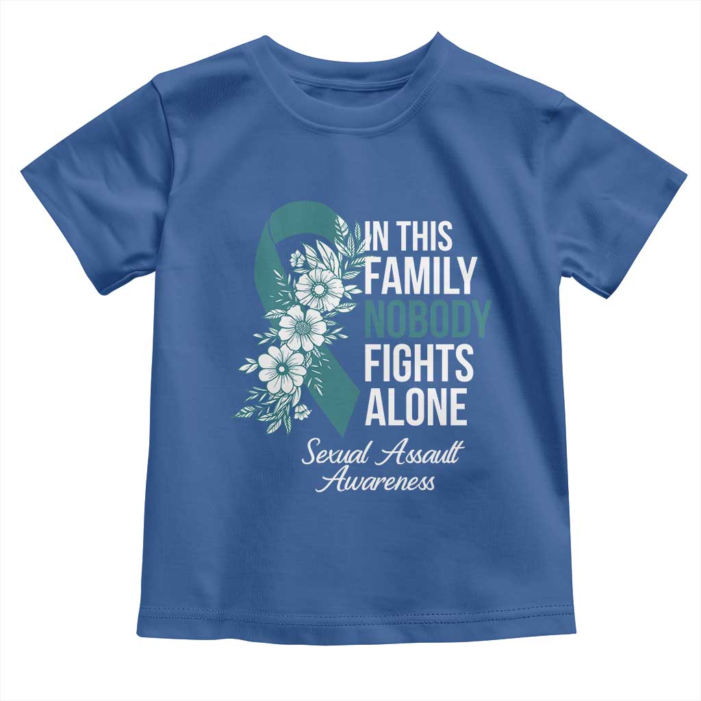 Sexual Assault Awareness Toddler T Shirt In This Family Nobody Fights Alone TS14 Royal Blue Print Your Wear