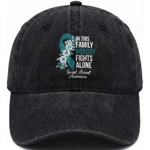 Sexual Assault Awareness Washed Cotton Baseball Cap In This Family Nobody Fights Alone TS14 Washed Cap Universal Fit Black Print Your Wear