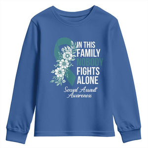 Sexual Assault Awareness Youth Sweatshirt In This Family Nobody Fights Alone TS14 Royal Blue Print Your Wear