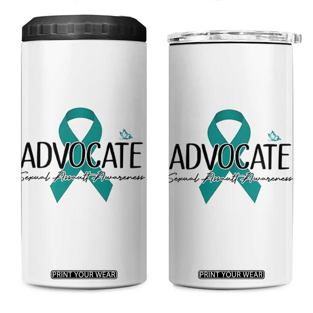 Sexual Assault Awareness Advocate 4 in 1 Can Cooler Tumbler TS14 One Size: 16 oz White Print Your Wear
