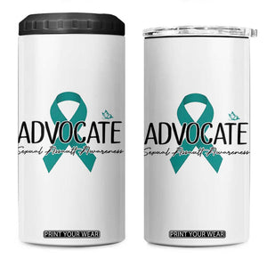 Sexual Assault Awareness Advocate 4 in 1 Can Cooler Tumbler TS14 One Size: 16 oz White Print Your Wear