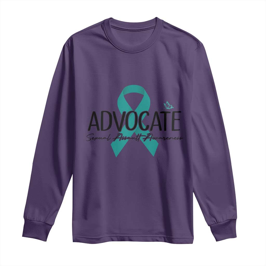 Sexual Assault Awareness Advocate Long Sleeve Shirt TS14 Purple Print Your Wear