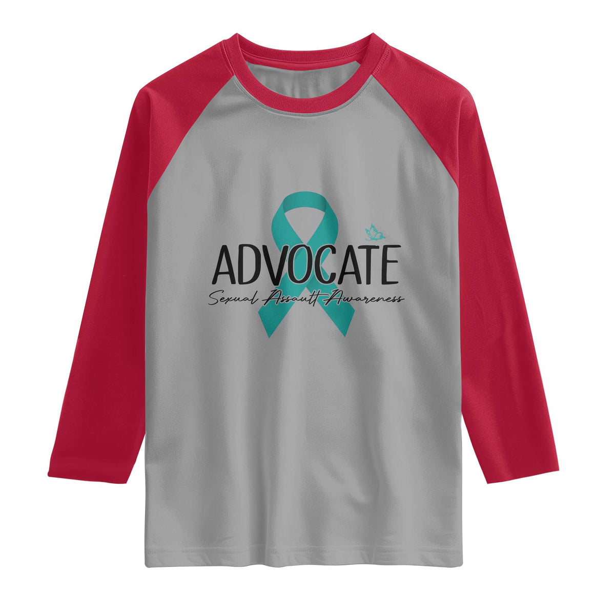 Sexual Assault Awareness Advocate Raglan Shirt TS14 Sport Gray Red Print Your Wear