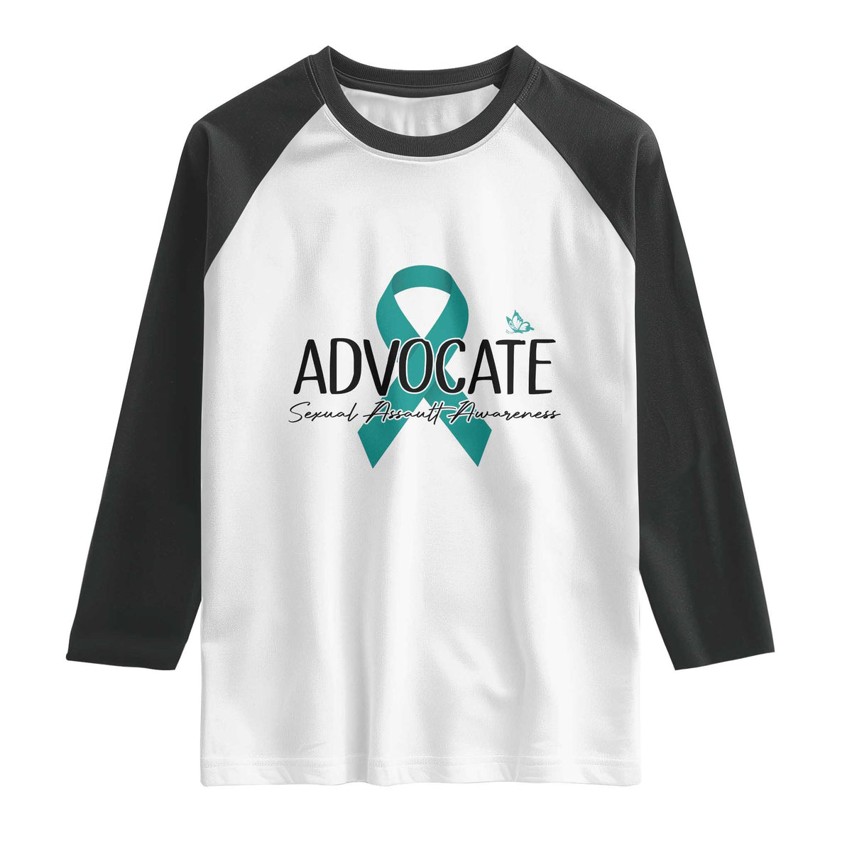 Sexual Assault Awareness Advocate Raglan Shirt TS14 White Black Print Your Wear