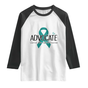 Sexual Assault Awareness Advocate Raglan Shirt TS14 White Black Print Your Wear