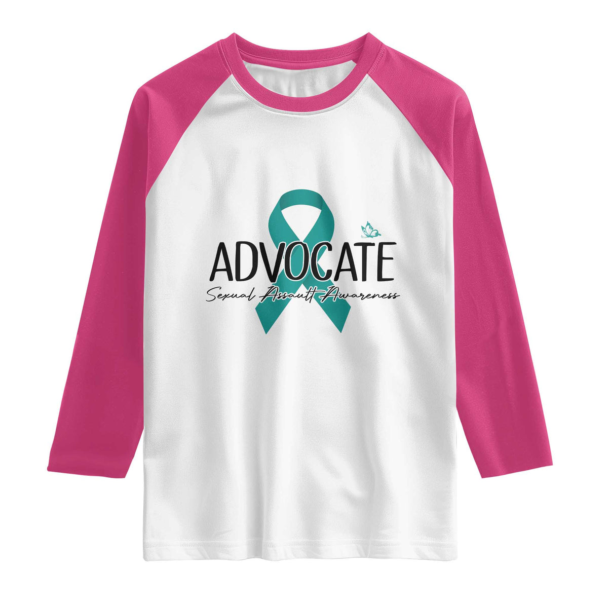Sexual Assault Awareness Advocate Raglan Shirt TS14 White Heliconia Print Your Wear