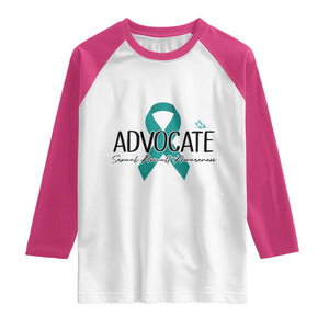 Sexual Assault Awareness Advocate Raglan Shirt TS14 White Heliconia Print Your Wear