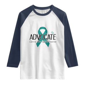 Sexual Assault Awareness Advocate Raglan Shirt TS14 White Navy Print Your Wear