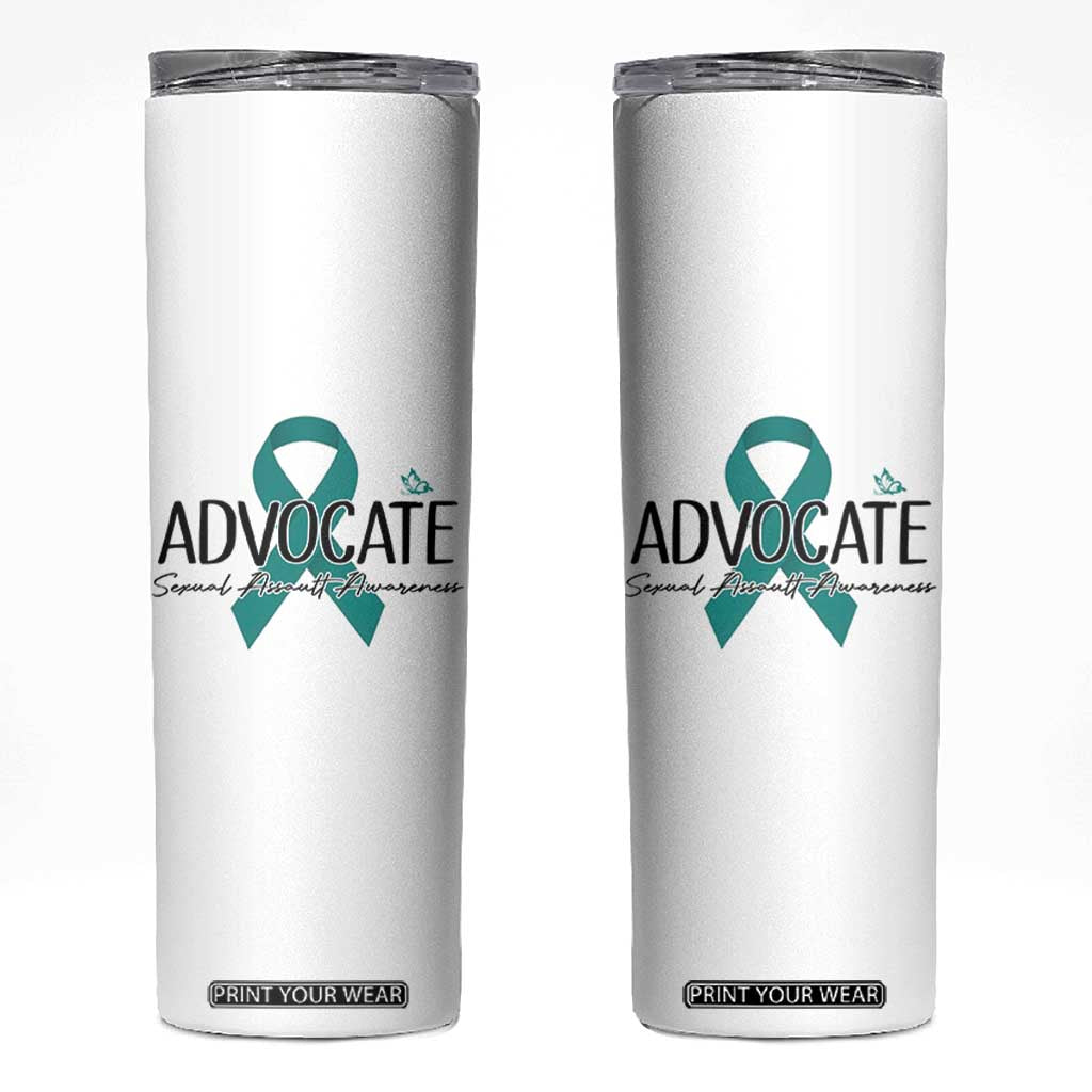 Sexual Assault Awareness Advocate Skinny Tumbler TS14 White Print Your Wear