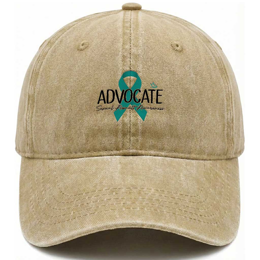 Sexual Assault Awareness Advocate Washed Cotton Baseball Cap TS14 Washed Cap Universal Fit Khaki Print Your Wear