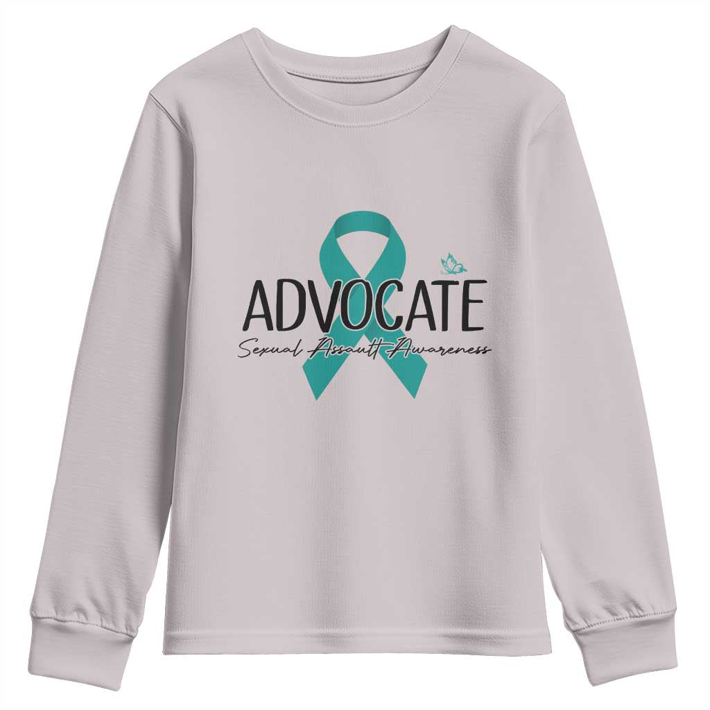 Sexual Assault Awareness Advocate Youth Sweatshirt TS14 Ice Gray Print Your Wear