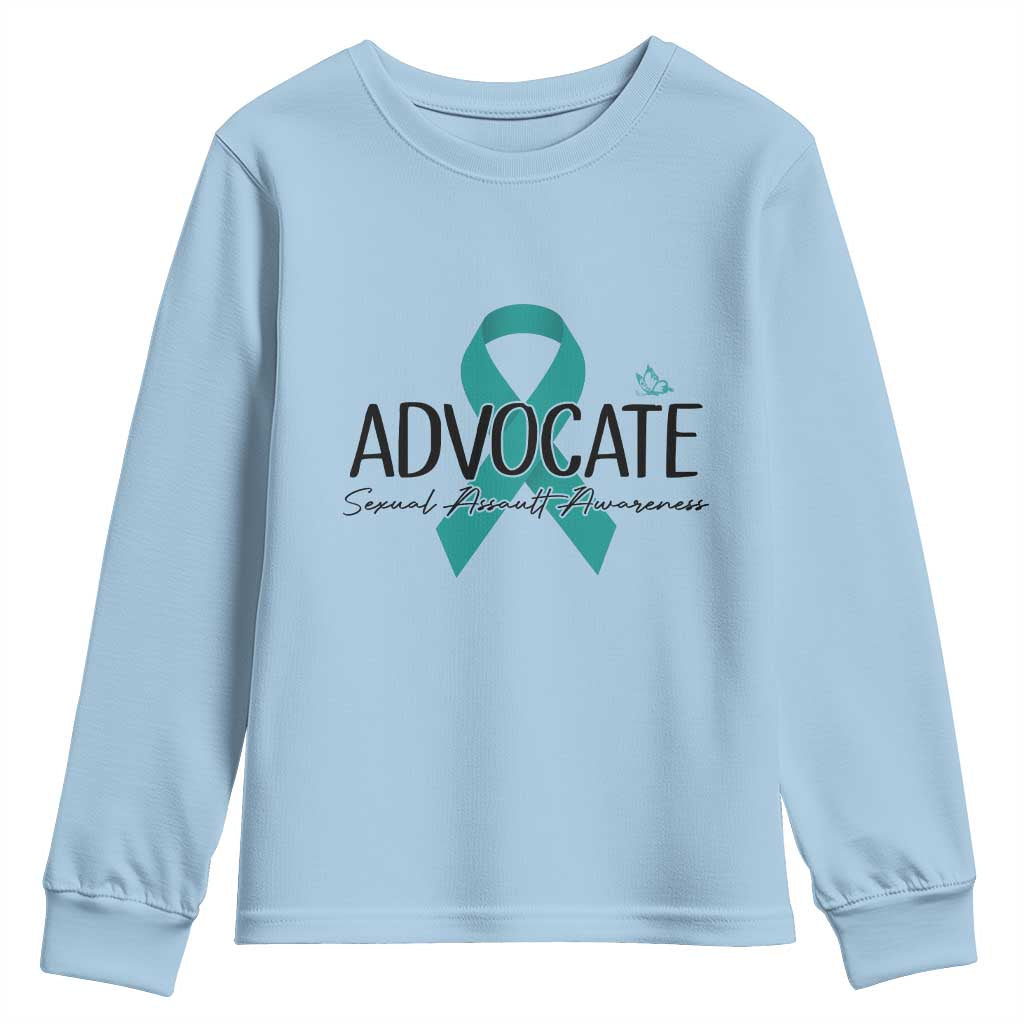 Sexual Assault Awareness Advocate Youth Sweatshirt TS14 Light Blue Print Your Wear