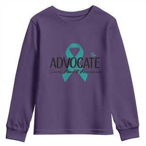 Sexual Assault Awareness Advocate Youth Sweatshirt TS14 Purple Print Your Wear