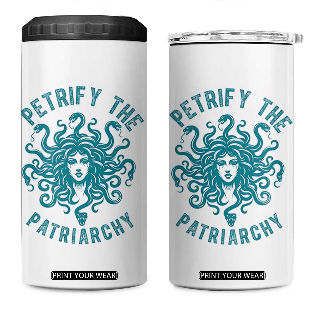 Sexual Assault Awareness 4 in 1 Can Cooler Tumbler Petrify The Patriarchy Medusa Feminism TS14 One Size: 16 oz White Print Your Wear