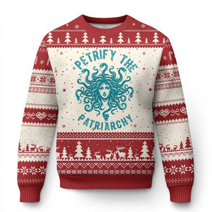 Sexual Assault Awareness Ugly Christmas Sweater Petrify The Patriarchy Medusa Feminism TS14 Beige Red Print Your Wear