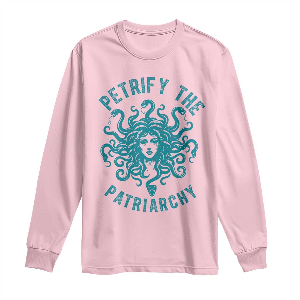 Sexual Assault Awareness Long Sleeve Shirt Petrify The Patriarchy Medusa Feminism TS14 Light Pink Print Your Wear