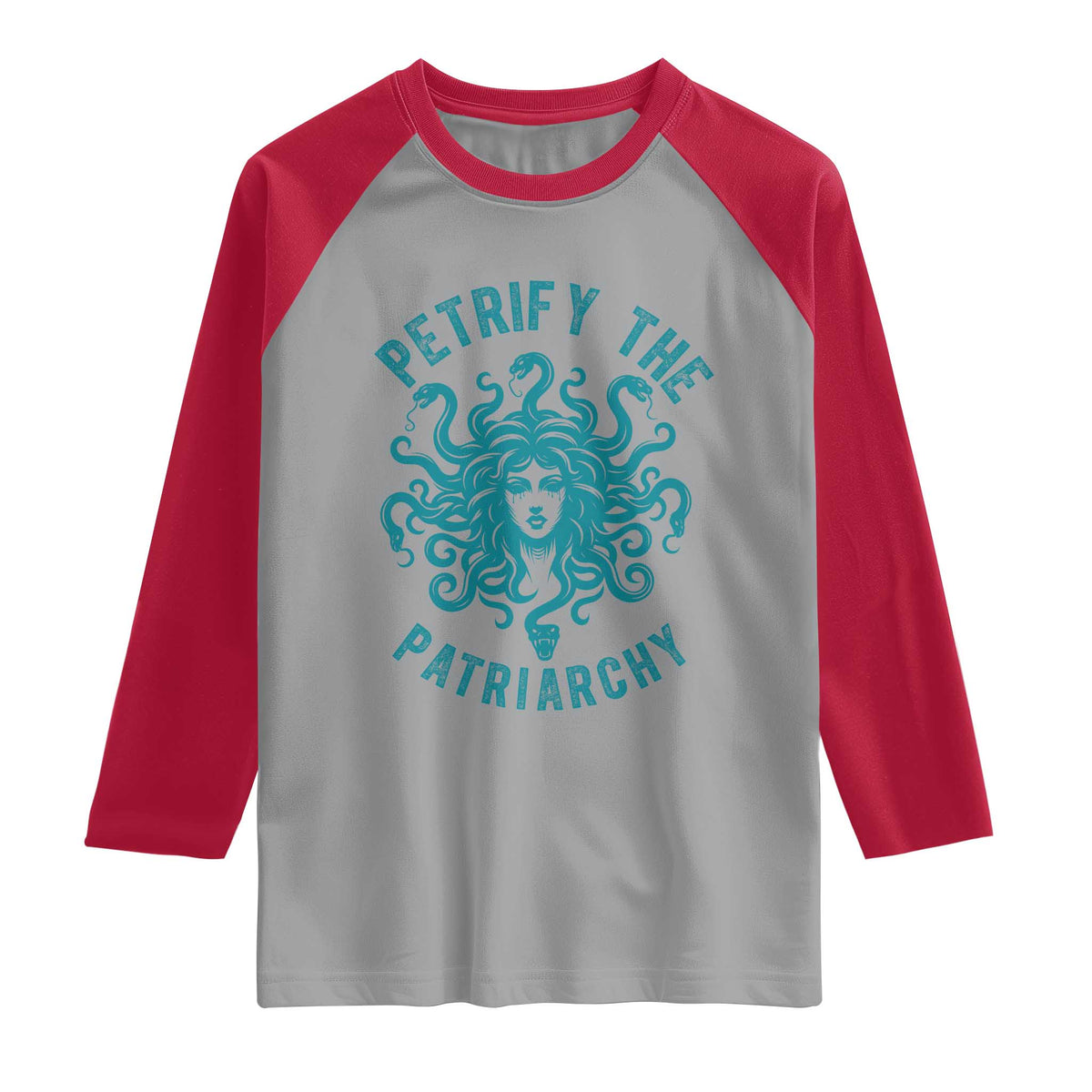 Sexual Assault Awareness Raglan Shirt Petrify The Patriarchy Medusa Feminism TS14 Sport Gray Red Print Your Wear