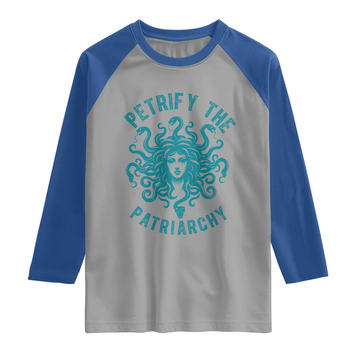 Sexual Assault Awareness Raglan Shirt Petrify The Patriarchy Medusa Feminism TS14 Sport Gray Royal Print Your Wear