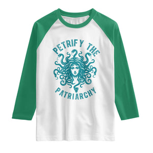 Sexual Assault Awareness Raglan Shirt Petrify The Patriarchy Medusa Feminism TS14 White Kelly Green Print Your Wear