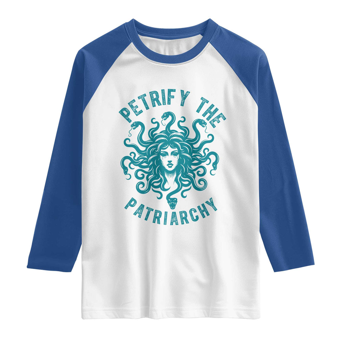 Sexual Assault Awareness Raglan Shirt Petrify The Patriarchy Medusa Feminism TS14 White Royal Print Your Wear