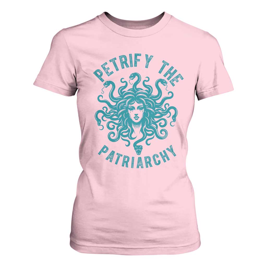 Sexual Assault Awareness T Shirt For Women Petrify The Patriarchy Medusa Feminism TS14 Light Pink Print Your Wear