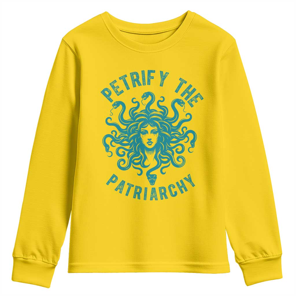Sexual Assault Awareness Youth Sweatshirt Petrify The Patriarchy Medusa Feminism TS14 Daisy Print Your Wear