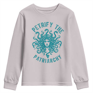 Sexual Assault Awareness Youth Sweatshirt Petrify The Patriarchy Medusa Feminism TS14 Ice Gray Print Your Wear