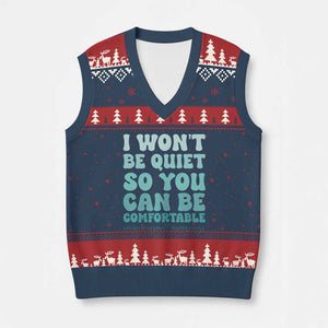Sexual Assault Awareness V-Neck Knit Sweater Vest I Won't Be Quite So You Can Be Comfortable TS14 Navy Red Print Your Wear