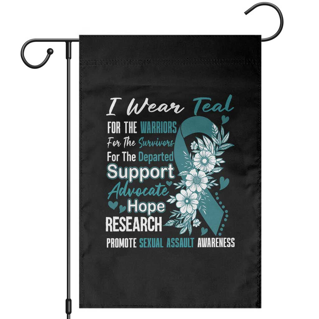Sexual Assault Awareness Garden Flag Teal Ribbon Flower TS14 Black Print Your Wear