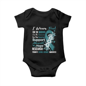Sexual Assault Awareness Baby Onesie Teal Ribbon Flower TS14 Black Print Your Wear