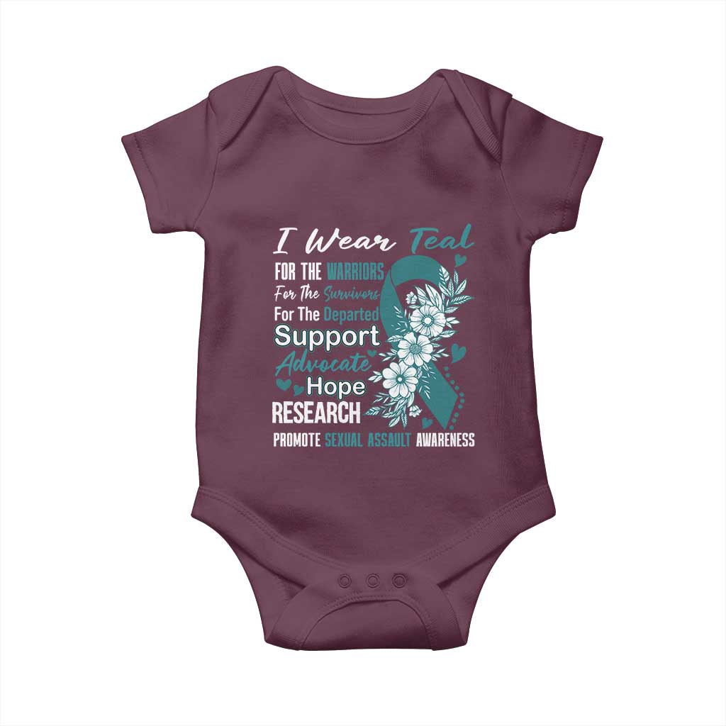 Sexual Assault Awareness Baby Onesie Teal Ribbon Flower TS14 Maroon Print Your Wear