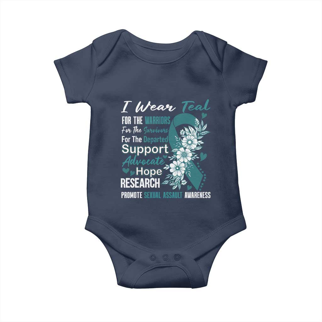 Sexual Assault Awareness Baby Onesie Teal Ribbon Flower TS14 Navy Print Your Wear