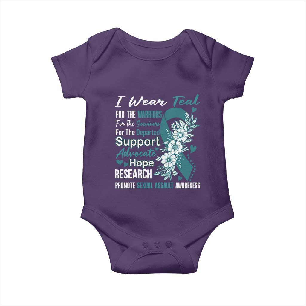 Sexual Assault Awareness Baby Onesie Teal Ribbon Flower TS14 Purple Print Your Wear