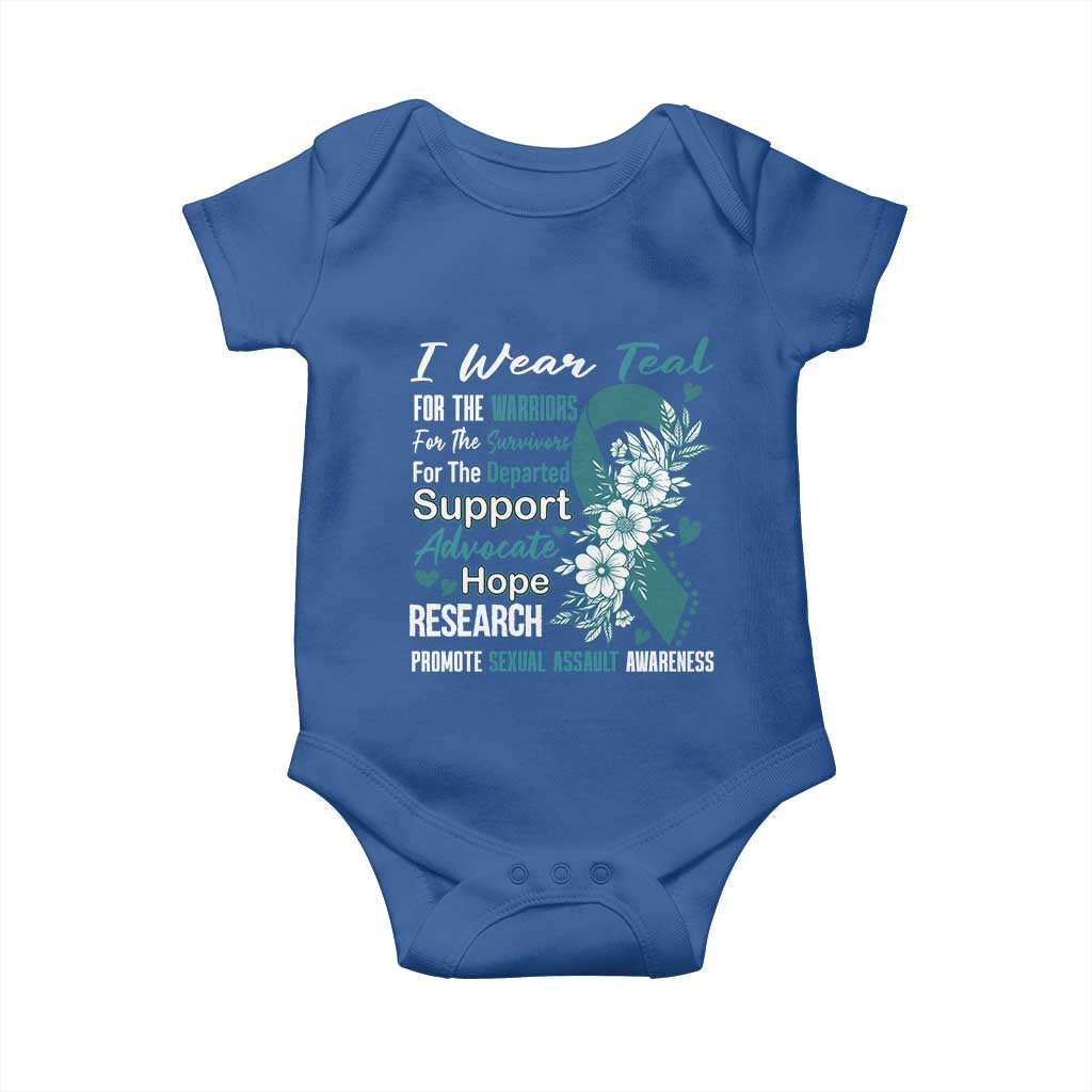 Sexual Assault Awareness Baby Onesie Teal Ribbon Flower TS14 Royal Blue Print Your Wear