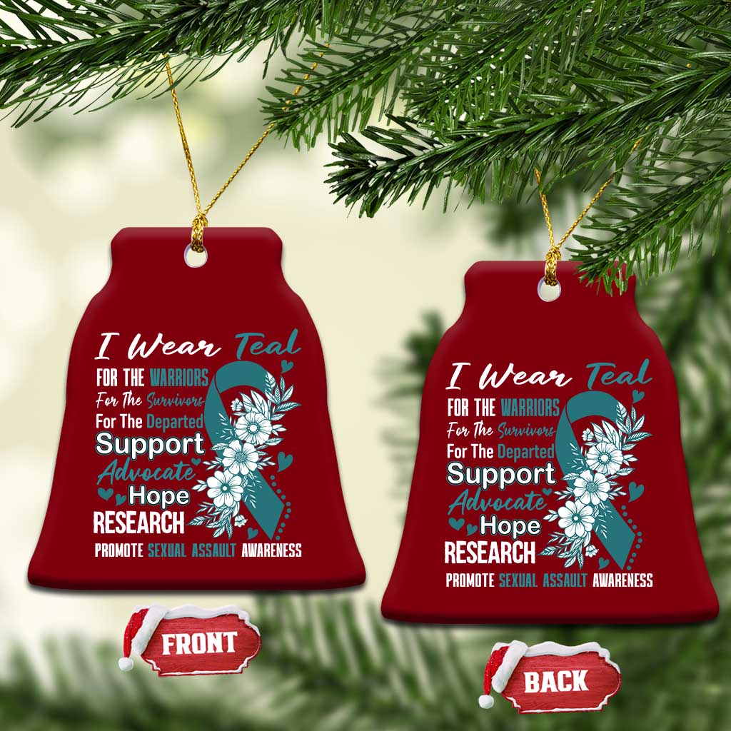 Sexual Assault Awareness Ceramic Ornament Teal Ribbon Flower TS14 Print Your Wear