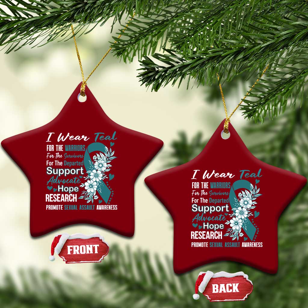 Sexual Assault Awareness Ceramic Ornament Teal Ribbon Flower TS14 Print Your Wear