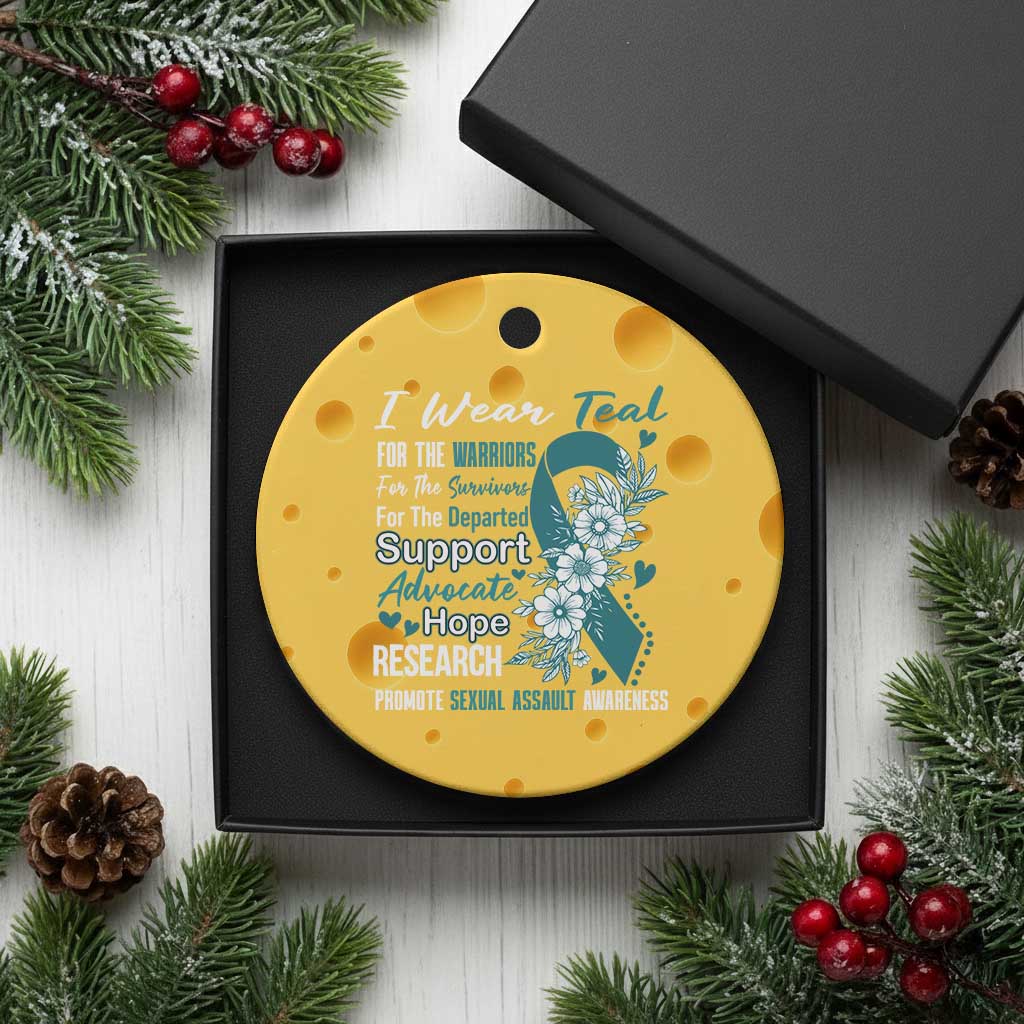 Sexual Assault Awareness Ceramic Ornament Teal Ribbon Flower TS14 1pc Yellow Cheese Print Your Wear