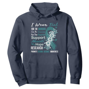 Sexual Assault Awareness Hoodie Teal Ribbon Flower TS14 Navy Print Your Wear