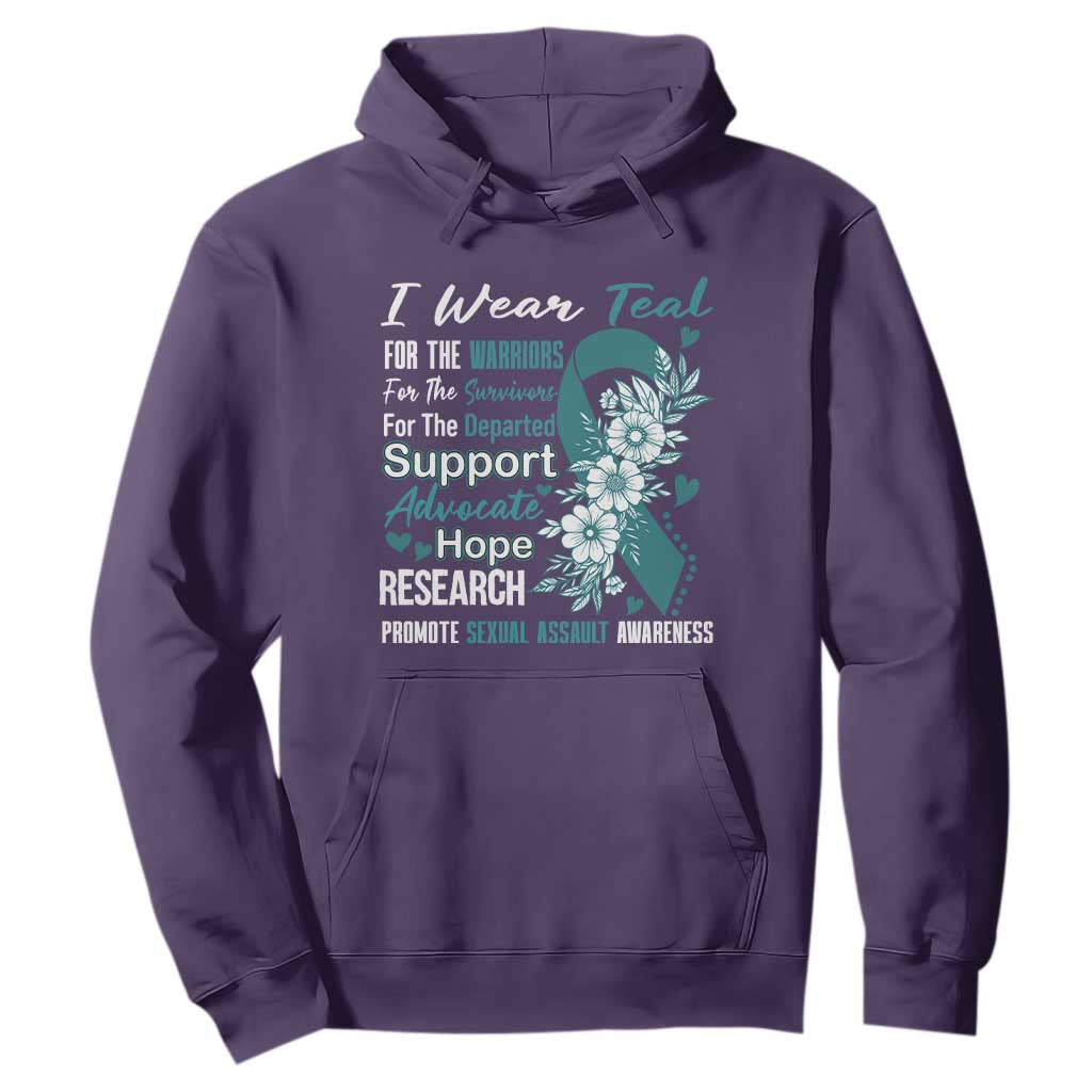 Sexual Assault Awareness Hoodie Teal Ribbon Flower TS14 Purple Print Your Wear